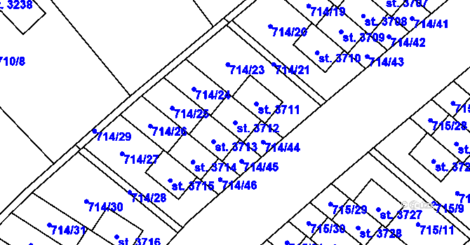 Parcela st. 3712 v KÚ Brandýs nad Labem, Katastrální mapa