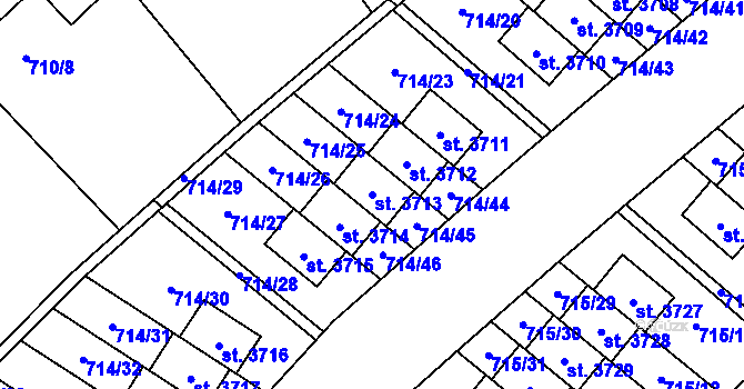Parcela st. 3713 v KÚ Brandýs nad Labem, Katastrální mapa