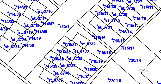 Parcela st. 3732 v KÚ Brandýs nad Labem, Katastrální mapa