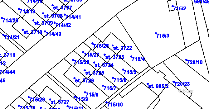 Parcela st. 3723 v KÚ Brandýs nad Labem, Katastrální mapa
