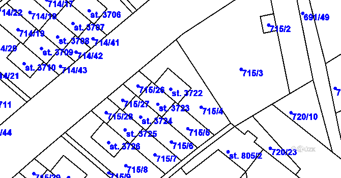 Parcela st. 3722 v KÚ Brandýs nad Labem, Katastrální mapa