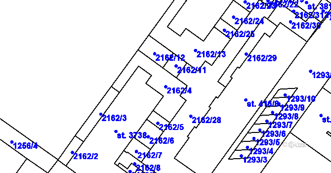 Parcela st. 2162/4 v KÚ Brandýs nad Labem, Katastrální mapa