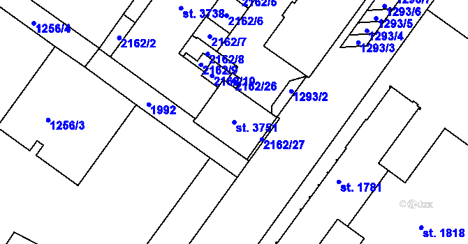 Parcela st. 3751 v KÚ Brandýs nad Labem, Katastrální mapa