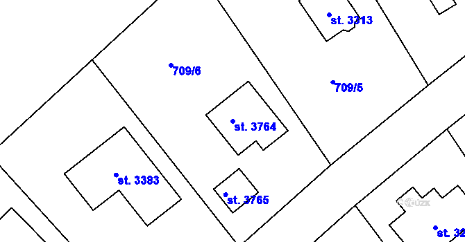 Parcela st. 3764 v KÚ Brandýs nad Labem, Katastrální mapa