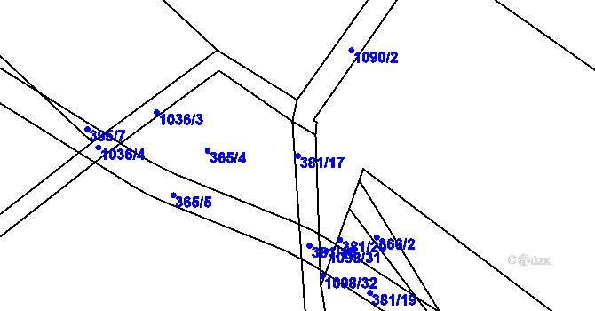 Parcela st. 381/17 v KÚ Brandýs nad Labem, Katastrální mapa