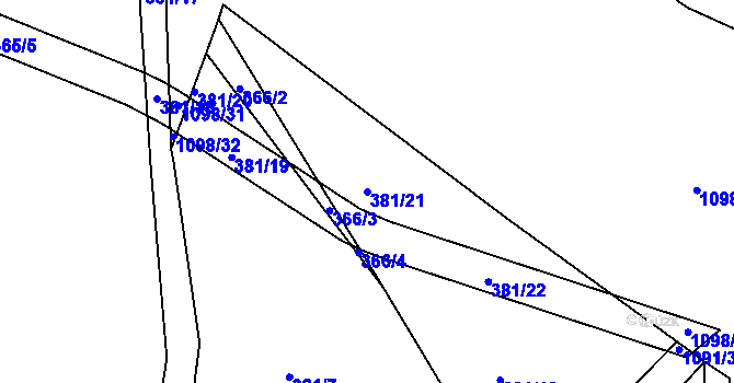 Parcela st. 381/21 v KÚ Brandýs nad Labem, Katastrální mapa
