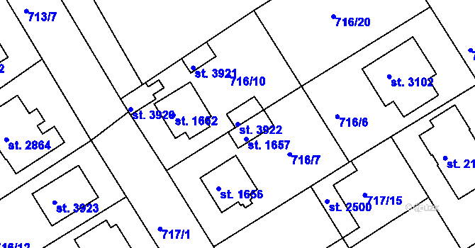 Parcela st. 3922 v KÚ Brandýs nad Labem, Katastrální mapa