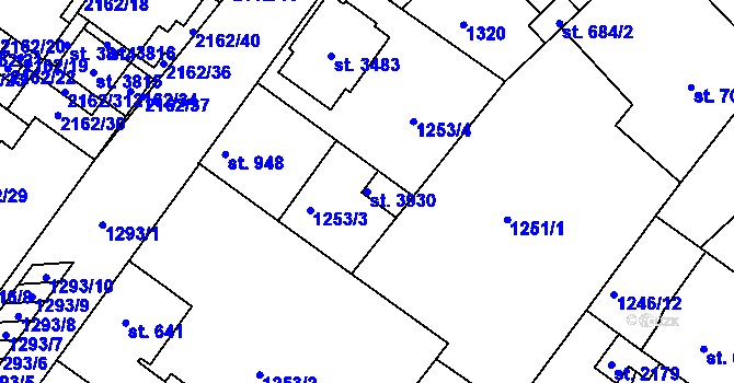 Parcela st. 3930 v KÚ Brandýs nad Labem, Katastrální mapa