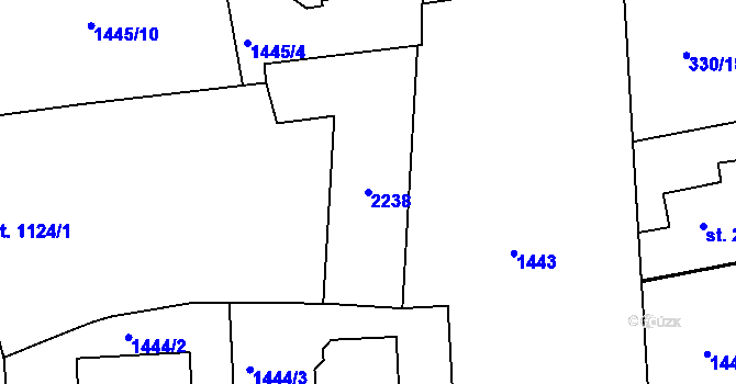 Parcela st. 2238 v KÚ Brandýs nad Labem, Katastrální mapa
