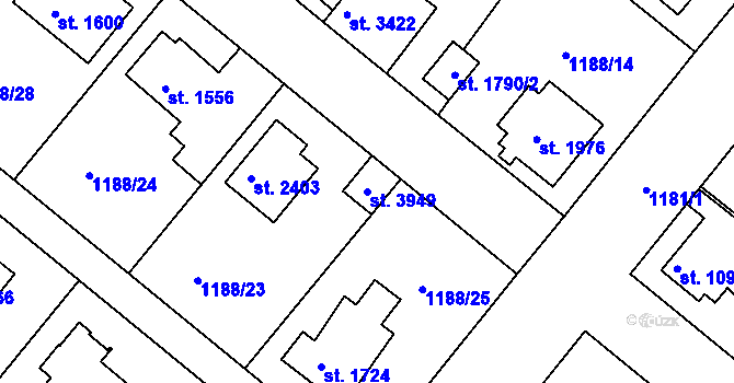 Parcela st. 3949 v KÚ Brandýs nad Labem, Katastrální mapa
