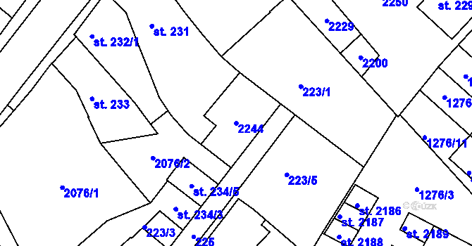 Parcela st. 2244 v KÚ Brandýs nad Labem, Katastrální mapa