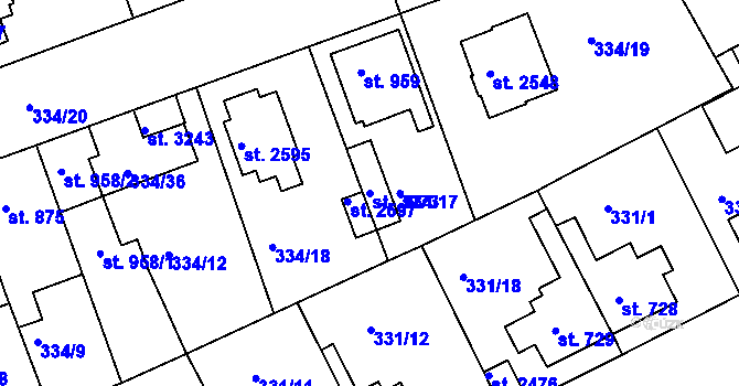 Parcela st. 3973 v KÚ Brandýs nad Labem, Katastrální mapa