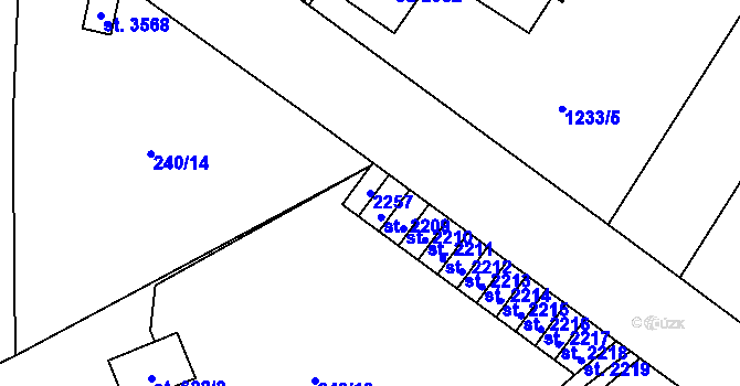 Parcela st. 2257 v KÚ Brandýs nad Labem, Katastrální mapa