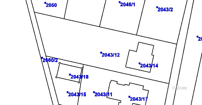 Parcela st. 2043/12 v KÚ Stará Boleslav, Katastrální mapa