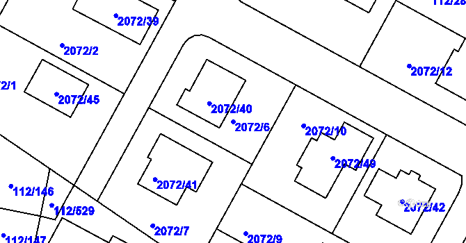 Parcela st. 2072/6 v KÚ Stará Boleslav, Katastrální mapa