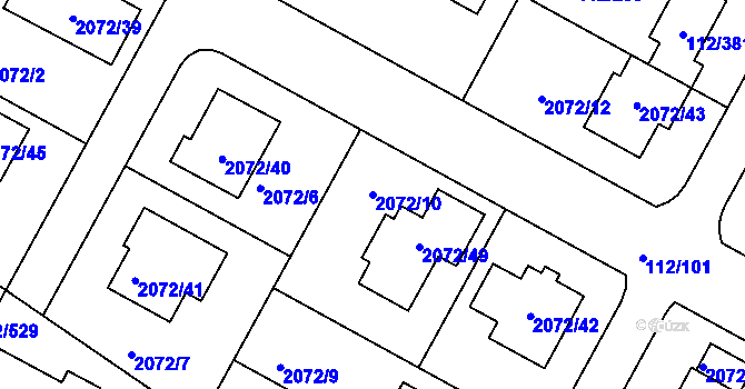 Parcela st. 2072/10 v KÚ Stará Boleslav, Katastrální mapa