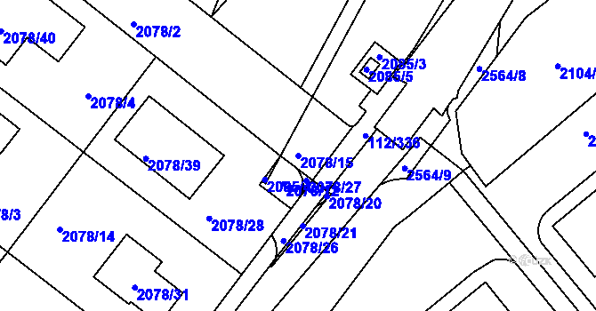 Parcela st. 2078/15 v KÚ Stará Boleslav, Katastrální mapa