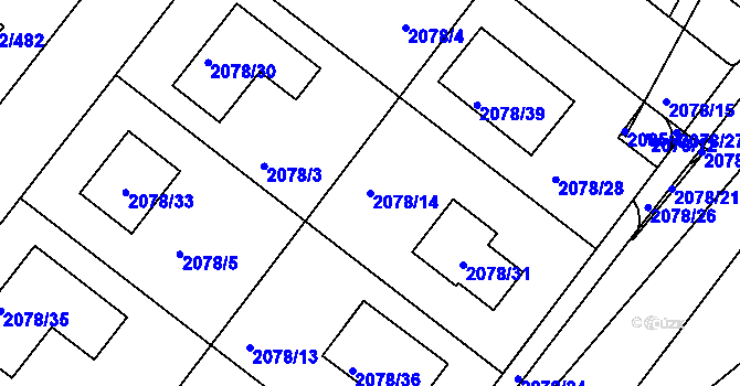 Parcela st. 2078/14 v KÚ Stará Boleslav, Katastrální mapa