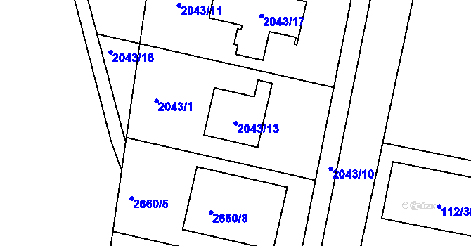 Parcela st. 2043/13 v KÚ Stará Boleslav, Katastrální mapa