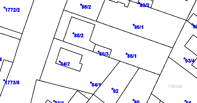 Parcela st. 85/3 v KÚ Stará Boleslav, Katastrální mapa