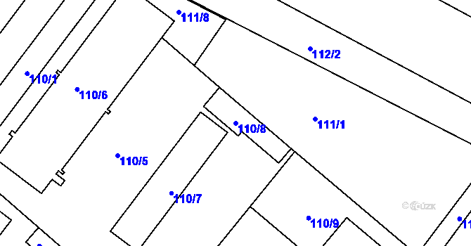 Parcela st. 110/8 v KÚ Stará Boleslav, Katastrální mapa