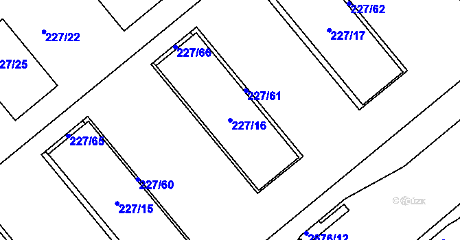 Parcela st. 227/16 v KÚ Stará Boleslav, Katastrální mapa