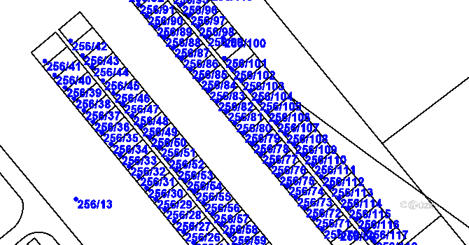 Parcela st. 256/80 v KÚ Stará Boleslav, Katastrální mapa