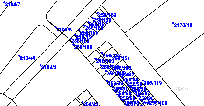 Parcela st. 256/152 v KÚ Stará Boleslav, Katastrální mapa
