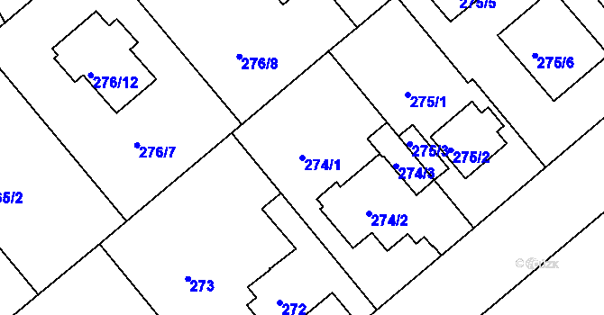 Parcela st. 274/1 v KÚ Stará Boleslav, Katastrální mapa