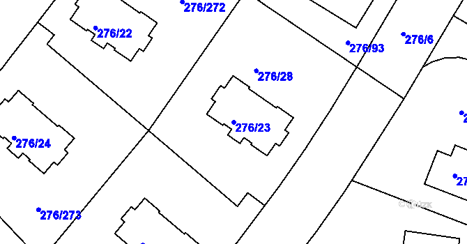 Parcela st. 276/23 v KÚ Stará Boleslav, Katastrální mapa