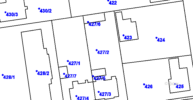 Parcela st. 427/2 v KÚ Stará Boleslav, Katastrální mapa