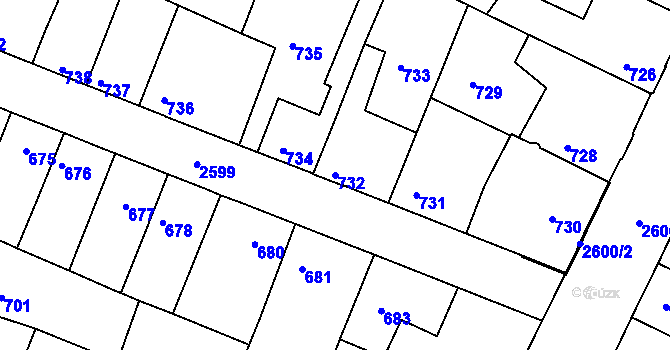 Parcela st. 732 v KÚ Stará Boleslav, Katastrální mapa