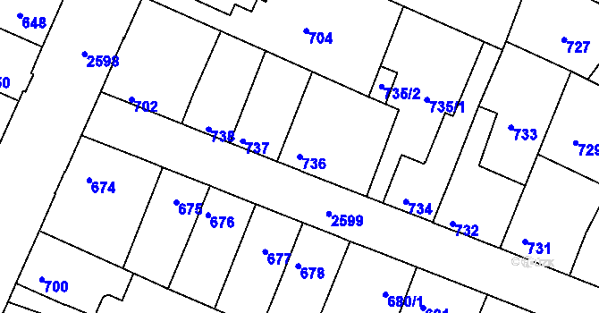 Parcela st. 736 v KÚ Stará Boleslav, Katastrální mapa