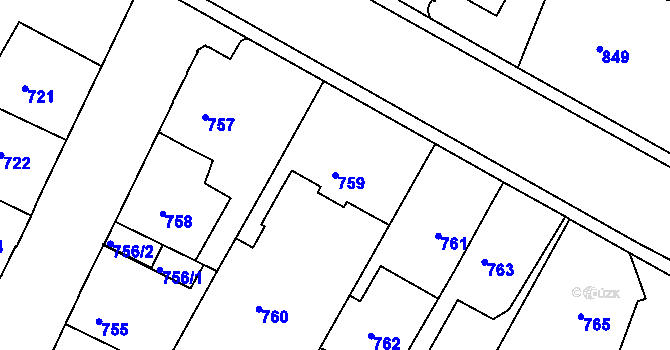 Parcela st. 759 v KÚ Stará Boleslav, Katastrální mapa