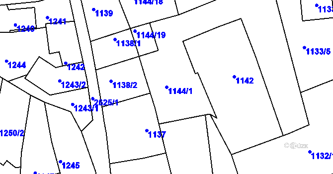 Parcela st. 1144/1 v KÚ Stará Boleslav, Katastrální mapa