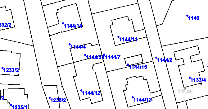 Parcela st. 1144/7 v KÚ Stará Boleslav, Katastrální mapa