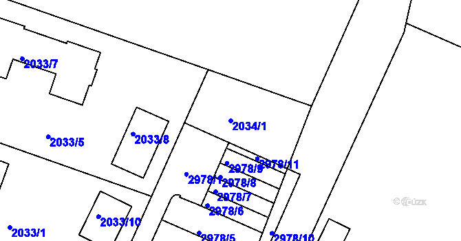 Parcela st. 2034/1 v KÚ Stará Boleslav, Katastrální mapa