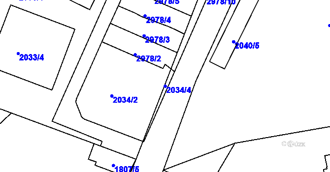 Parcela st. 2034/4 v KÚ Stará Boleslav, Katastrální mapa