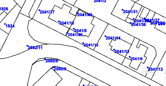 Parcela st. 2041/15 v KÚ Stará Boleslav, Katastrální mapa