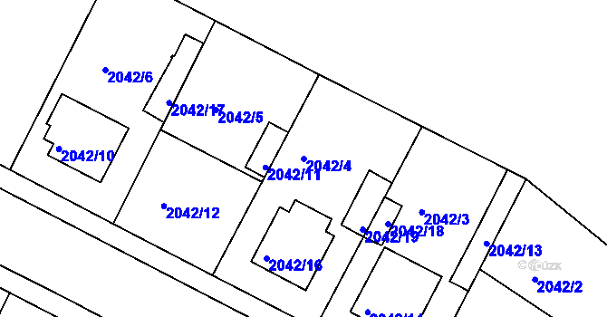 Parcela st. 2042/4 v KÚ Stará Boleslav, Katastrální mapa