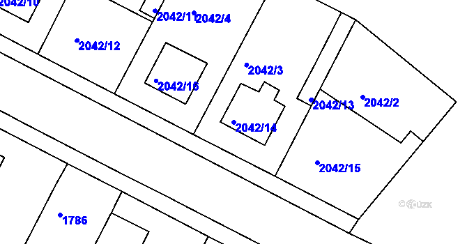 Parcela st. 2042/14 v KÚ Stará Boleslav, Katastrální mapa