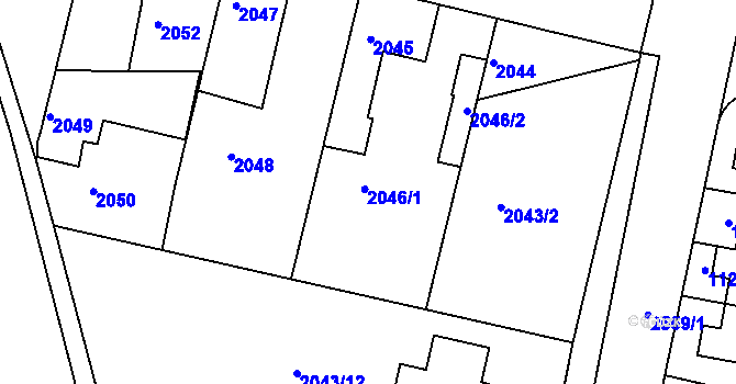Parcela st. 2046 v KÚ Stará Boleslav, Katastrální mapa