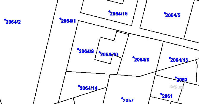 Parcela st. 2064/10 v KÚ Stará Boleslav, Katastrální mapa