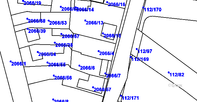 Parcela st. 2066/4 v KÚ Stará Boleslav, Katastrální mapa