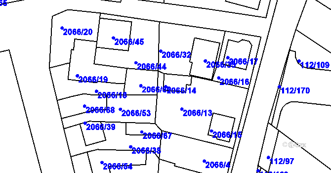 Parcela st. 2066/14 v KÚ Stará Boleslav, Katastrální mapa