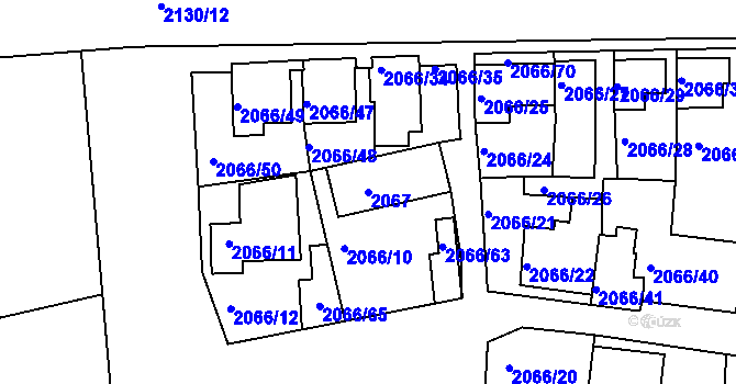 Parcela st. 2067 v KÚ Stará Boleslav, Katastrální mapa
