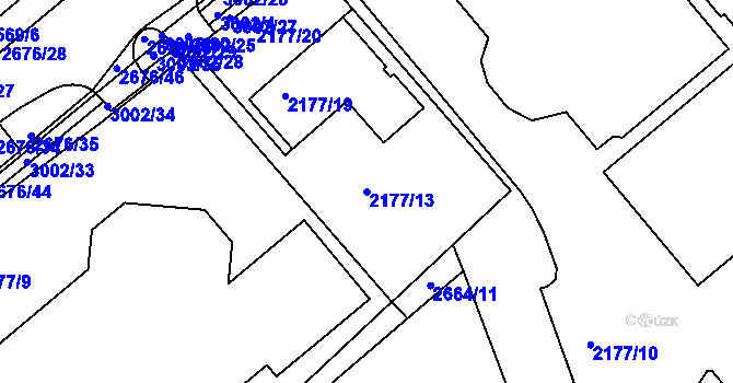 Parcela st. 2177/13 v KÚ Stará Boleslav, Katastrální mapa