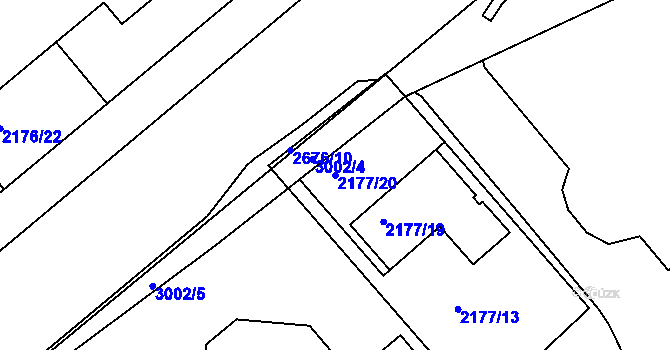 Parcela st. 2177/20 v KÚ Stará Boleslav, Katastrální mapa