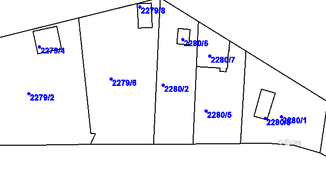 Parcela st. 2280/2 v KÚ Stará Boleslav, Katastrální mapa