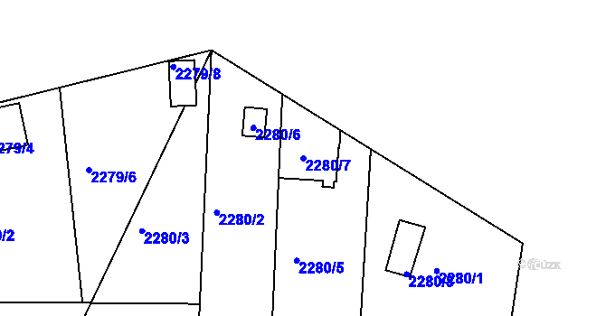 Parcela st. 2280/7 v KÚ Stará Boleslav, Katastrální mapa